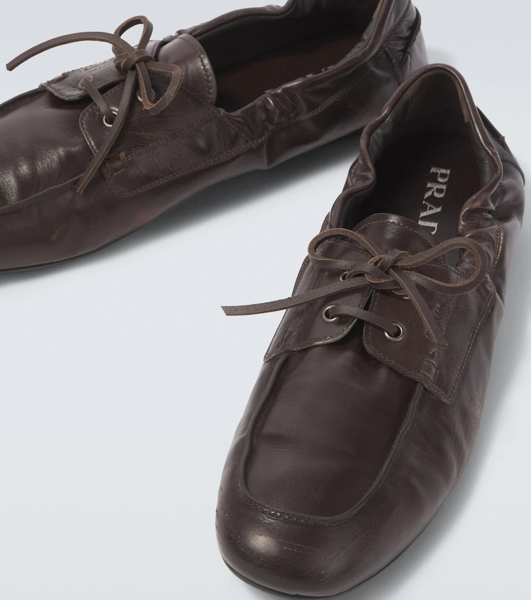 Prada - Shuffle leather boat shoes