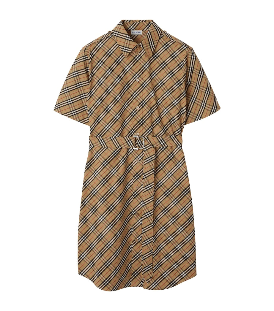 Burberry Beige Cotton Check Mini Dress