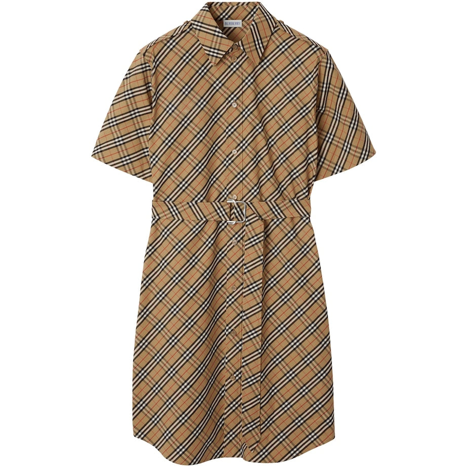 Burberry Beige Cotton Check Mini Dress