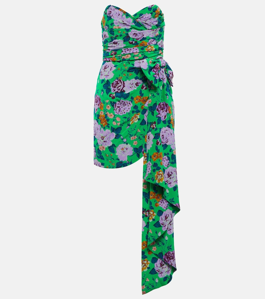 Alessandra Rich - Floral silk bustier minidress