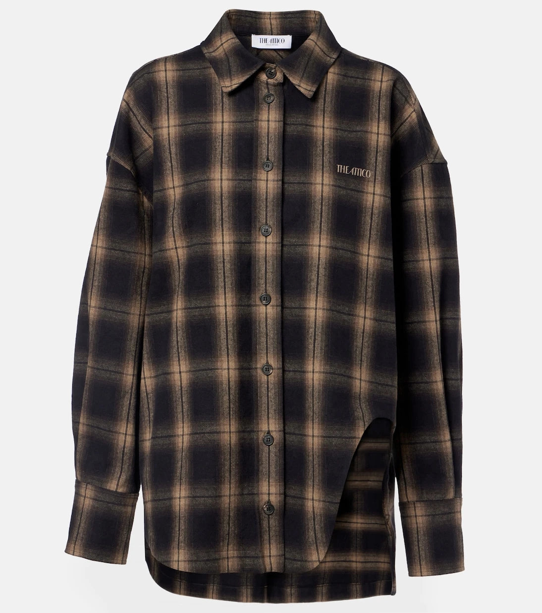 The Attico - Checked oversized cotton flannel shirt