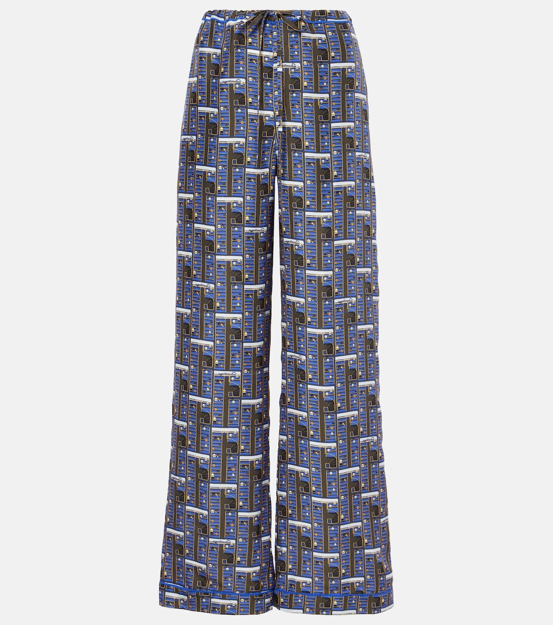 Burberry - Checked silk straight pants