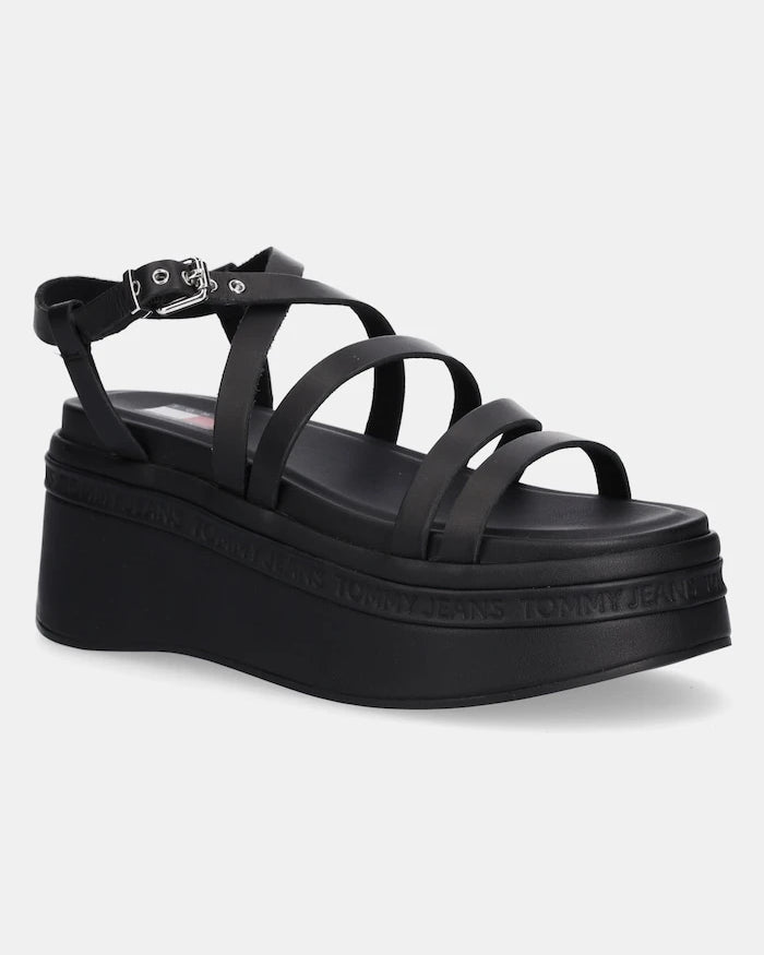 Tommy Jeans WEDGY STRAPPY SANDAL Deri Sandalet