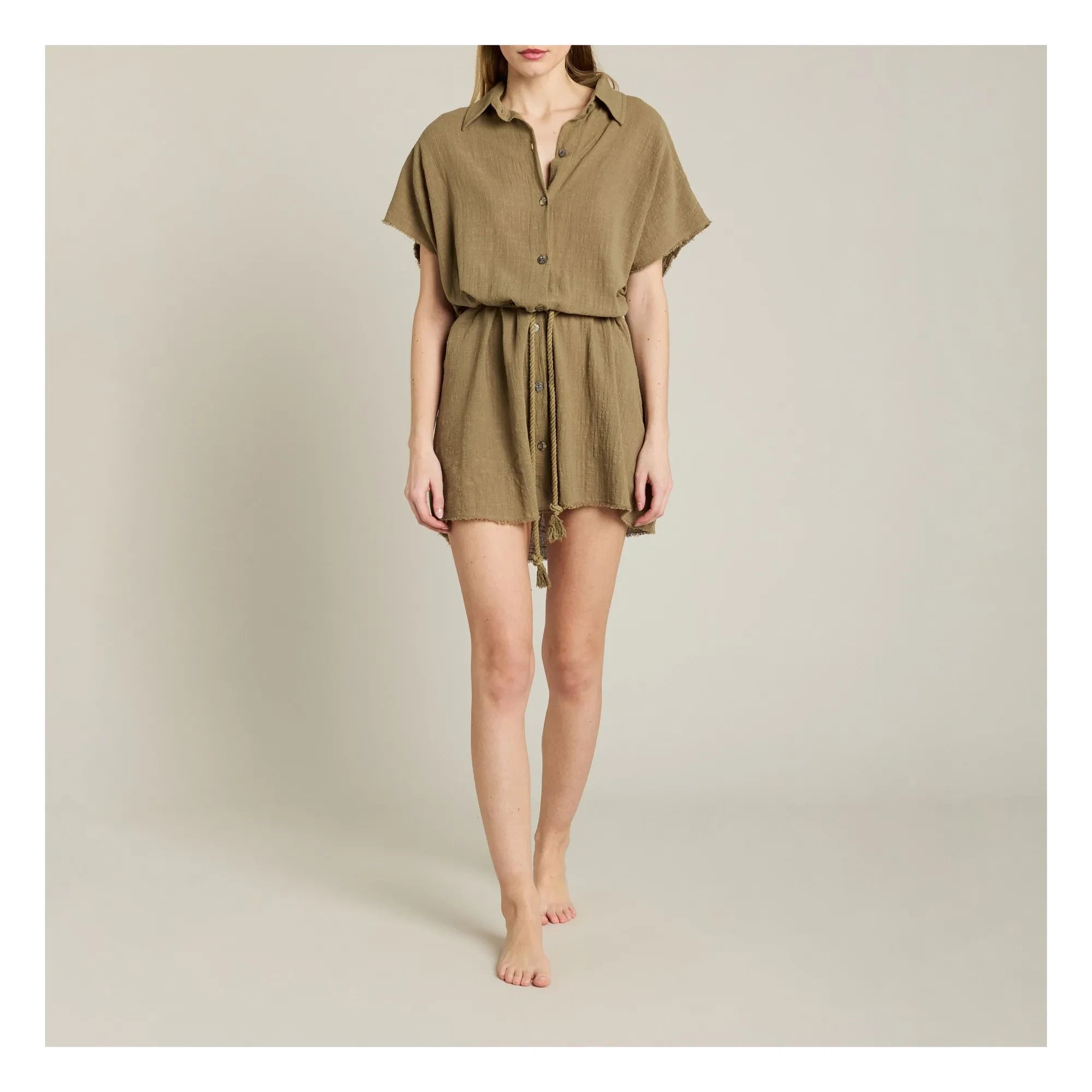 Maison Saint Julien - Paros Cotton gauze dress | Khaki