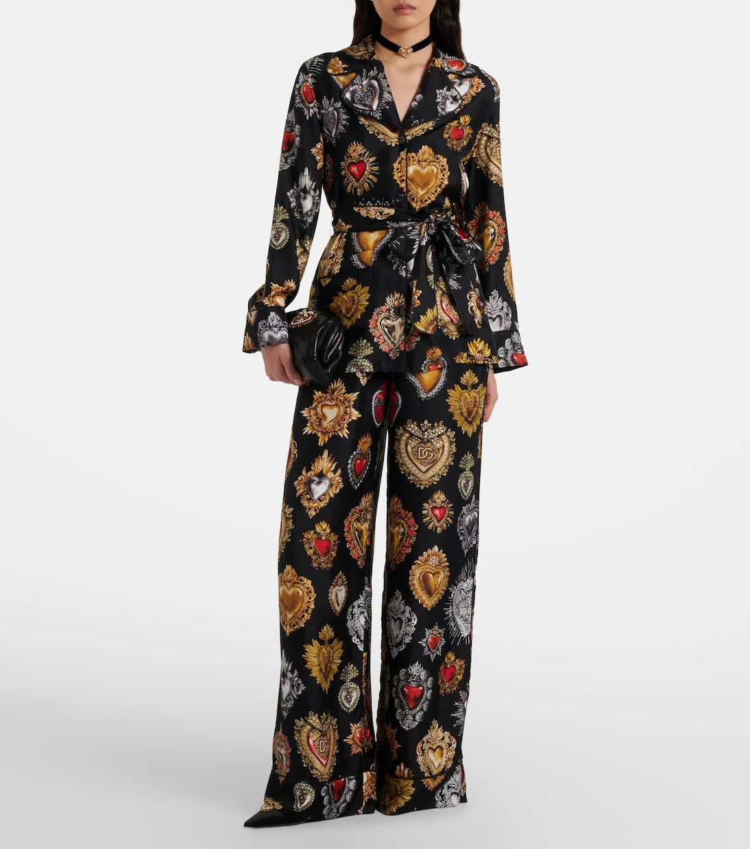 Dolce&Gabbana - Devotion belted silk twill blouse