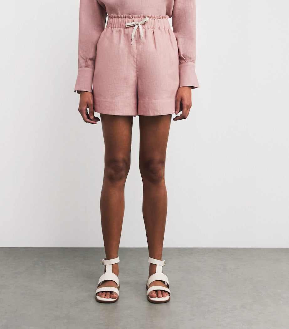 Neutral Linen Drawstring Shorts