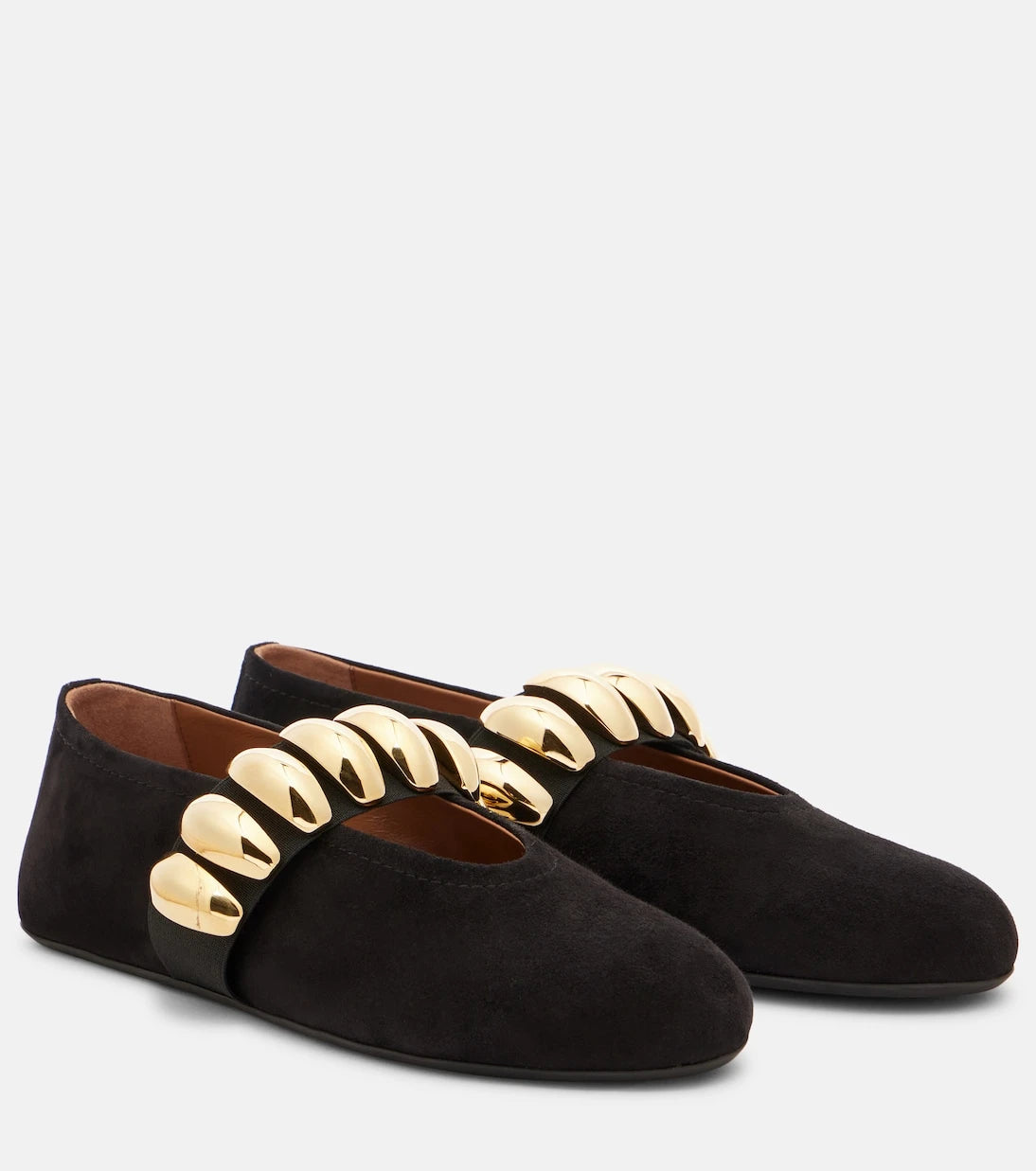 Alaïa - Embellished suede ballet flats