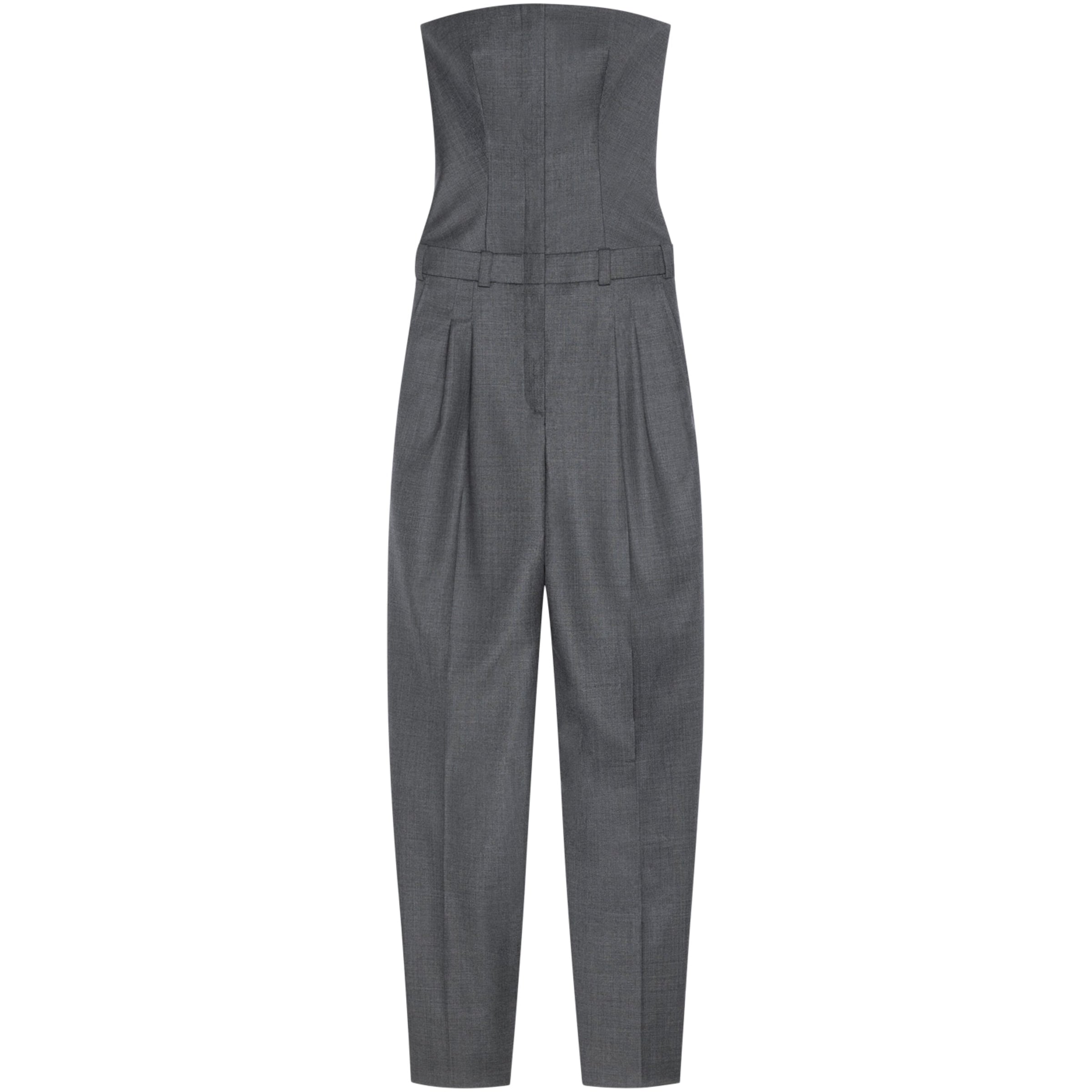 Givenchy Grey Wool Strapless Jumpsuit