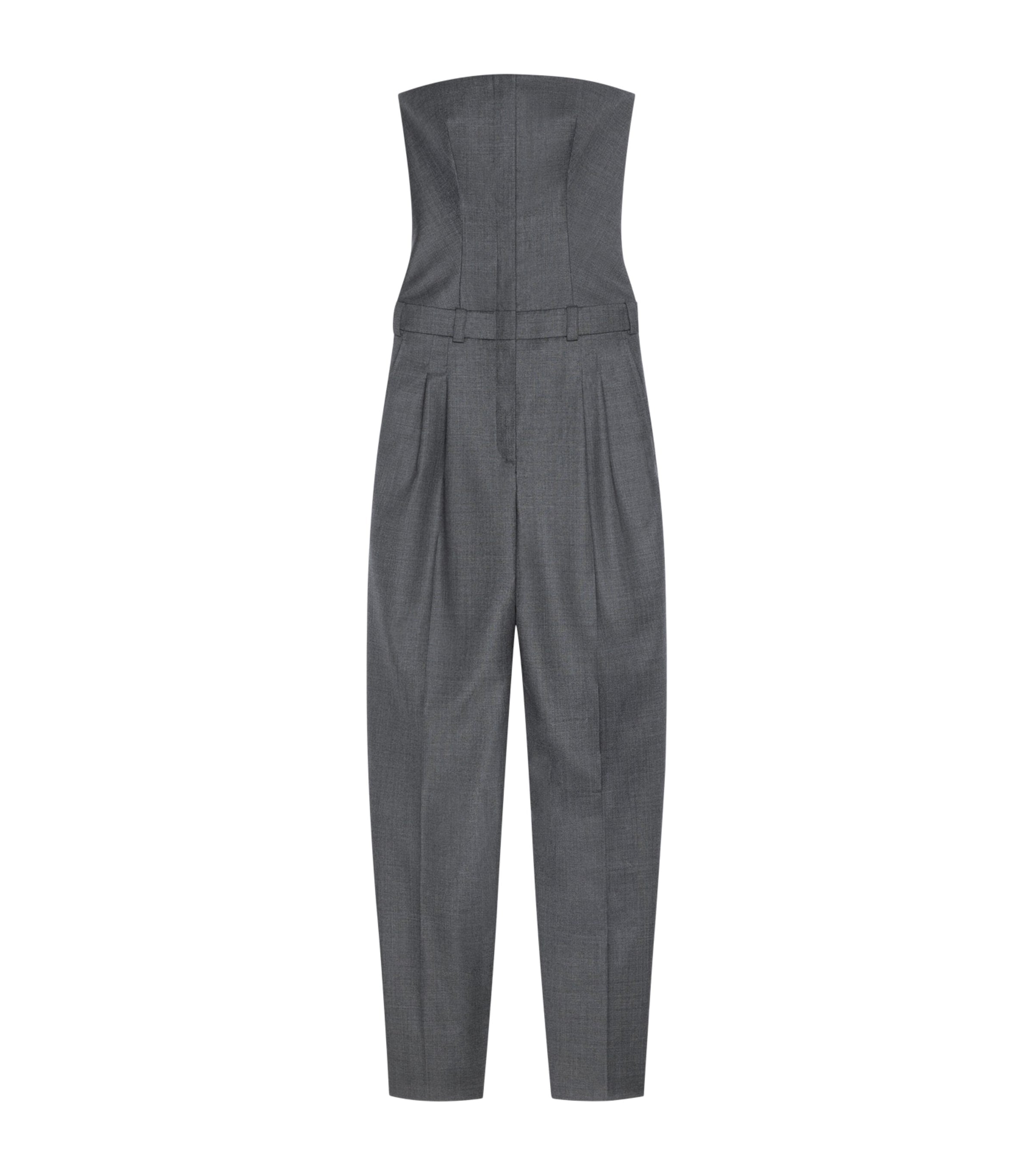 Givenchy Grey Wool Strapless Jumpsuit