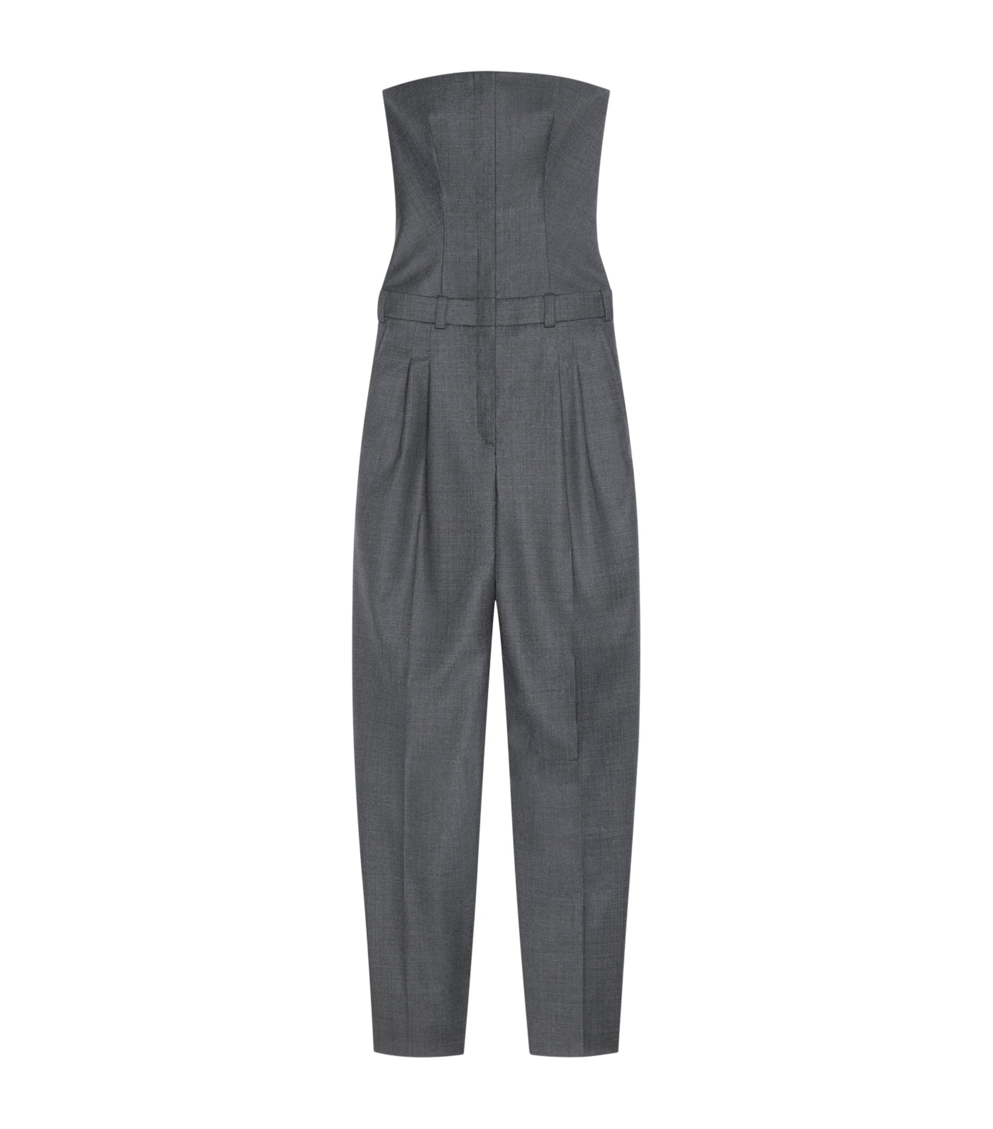 Givenchy Grey Wool Strapless Jumpsuit