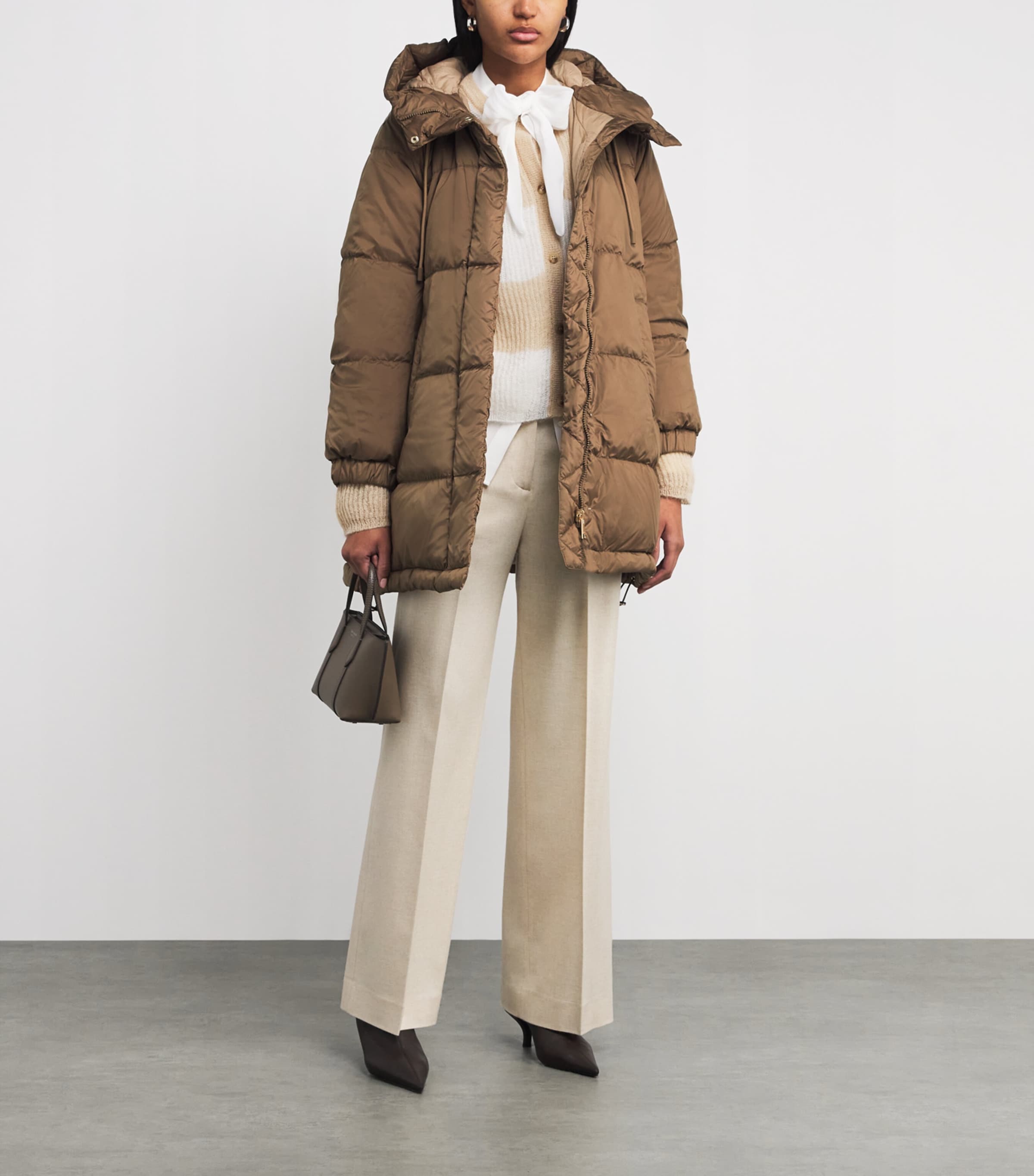 Weekend Max Mara Beige Down Water-Repellent Reversible Coat
