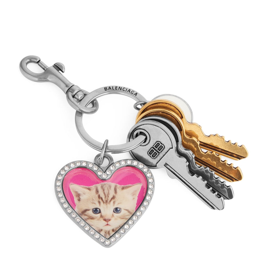 Balenciaga Multi Kitten Heart Keyring