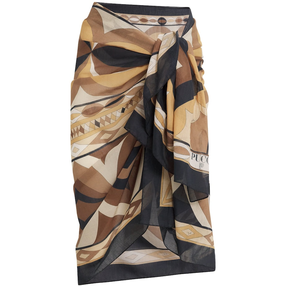 Brown Cotton Collane Print Sarong