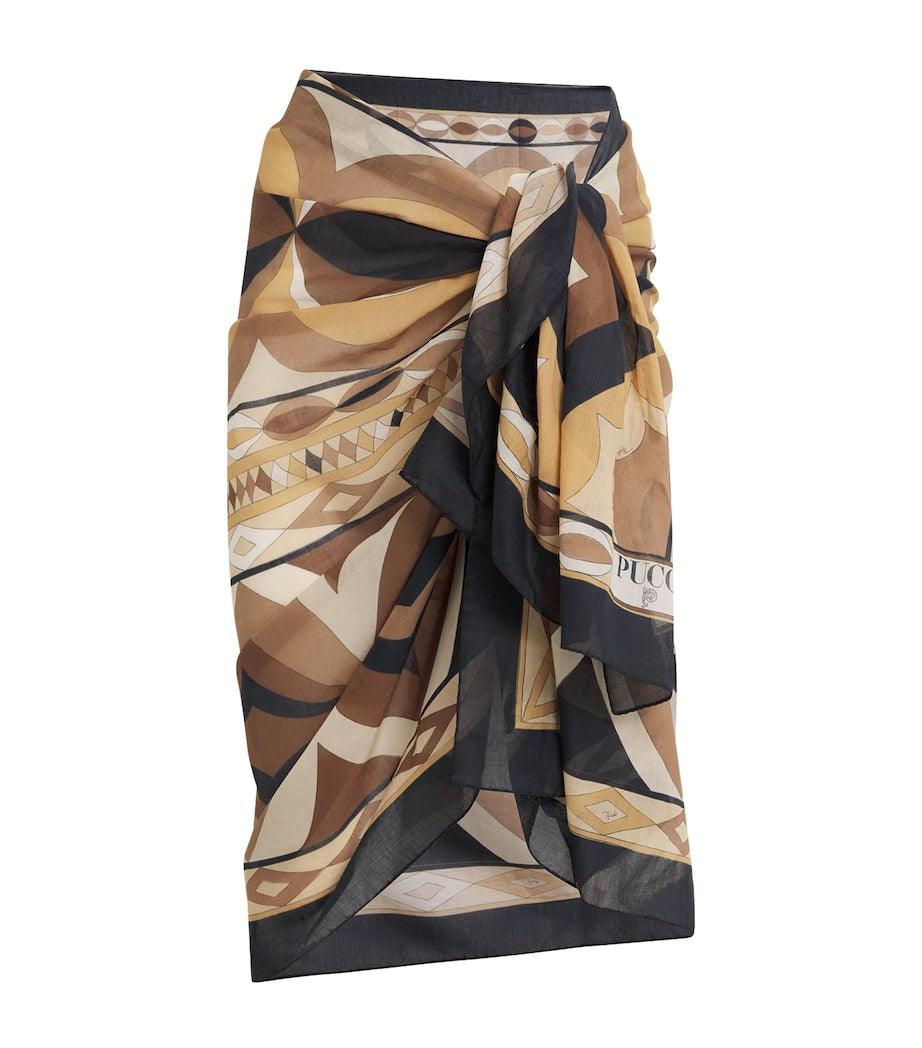 Brown Cotton Collane Print Sarong