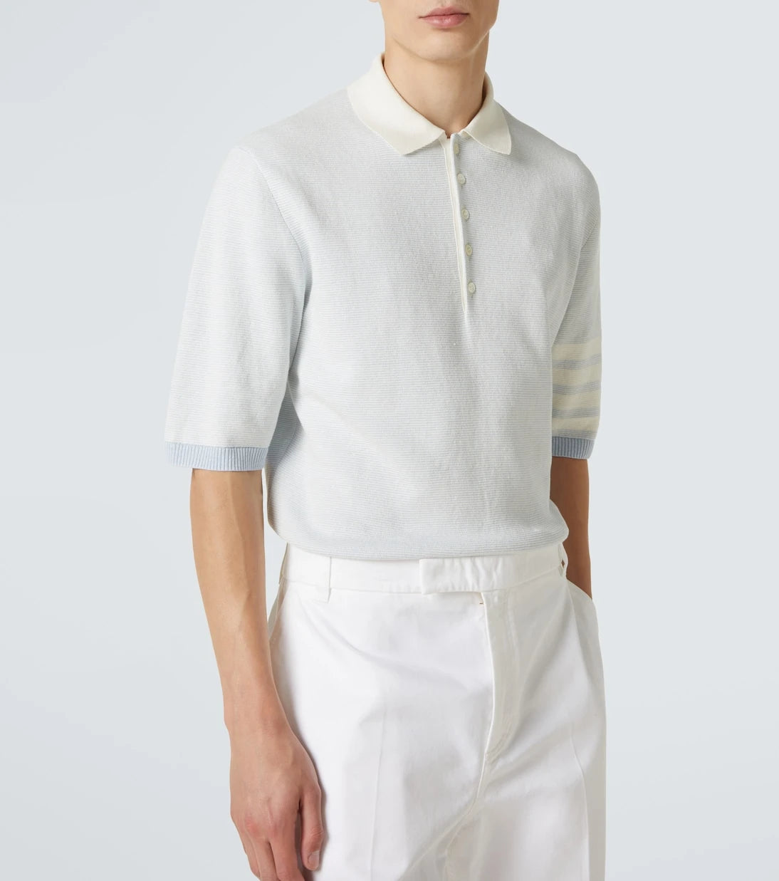 Thom Browne - 4-Bar linen and cotton polo shirt