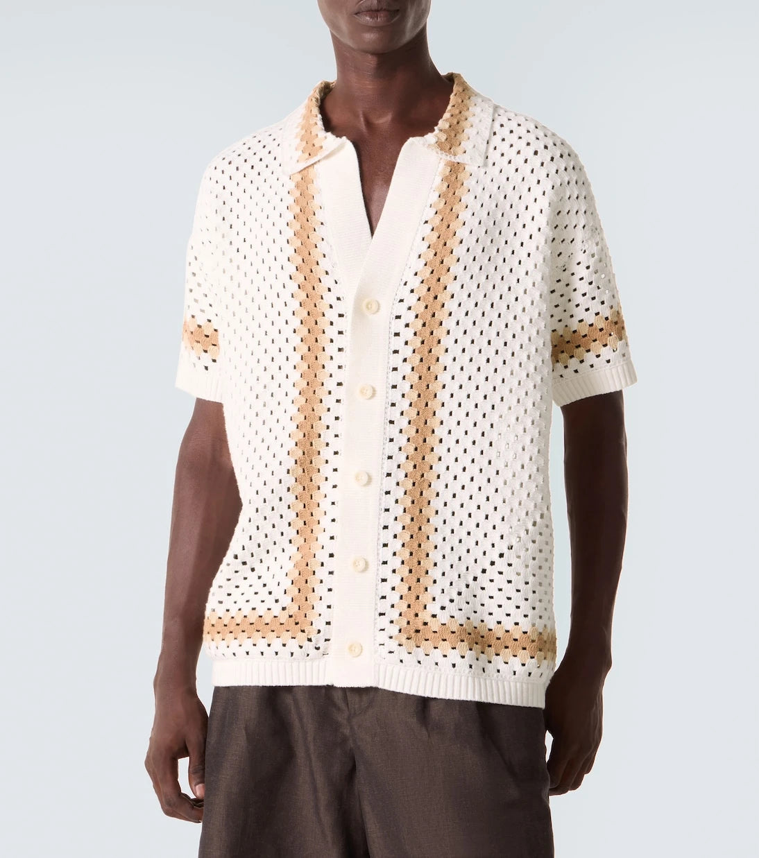 Frescobol Carioca - Pinto crochet cotton bowling shirt