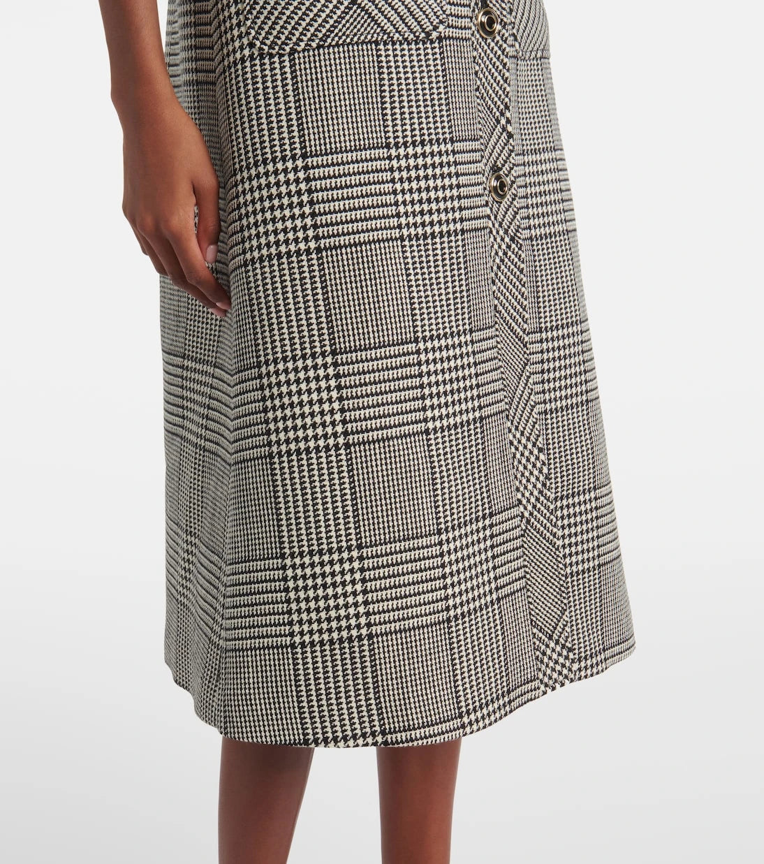 Valentino - Houndstooth virgin wool midi dress
