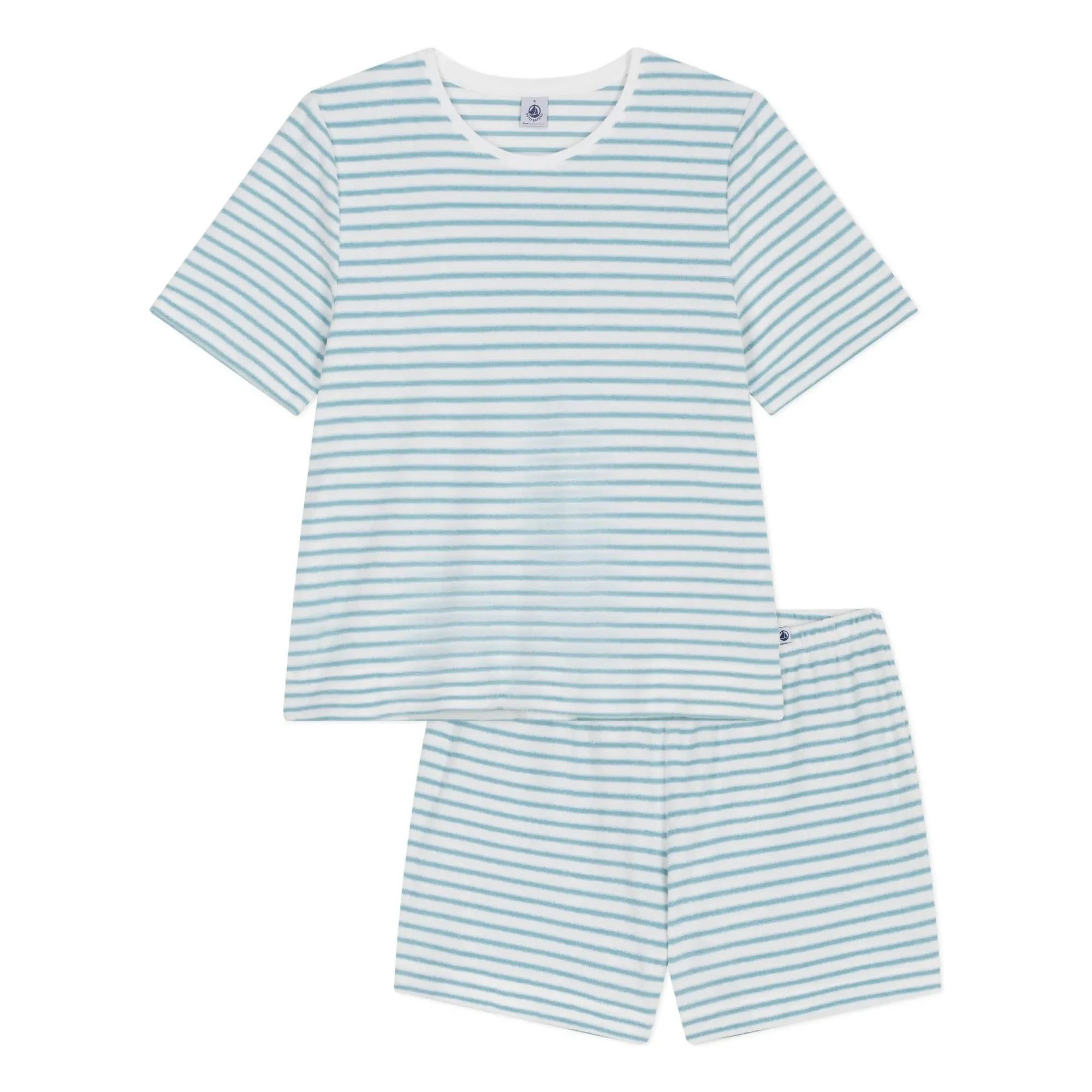 Petit Bateau - Striped Towelling Pyjama Shorts | Turquoise