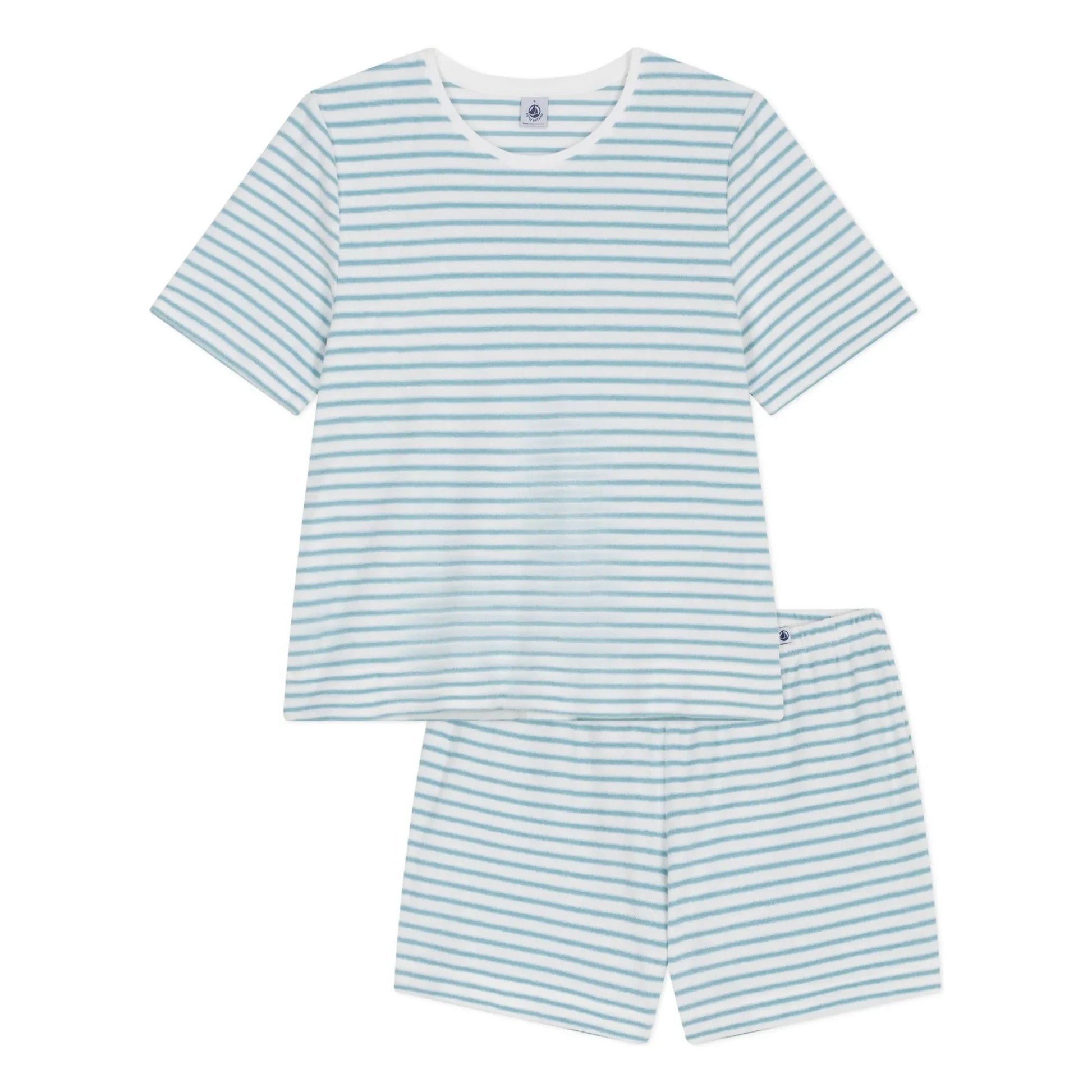 Petit Bateau - Striped Towelling Pyjama Shorts | Turquoise