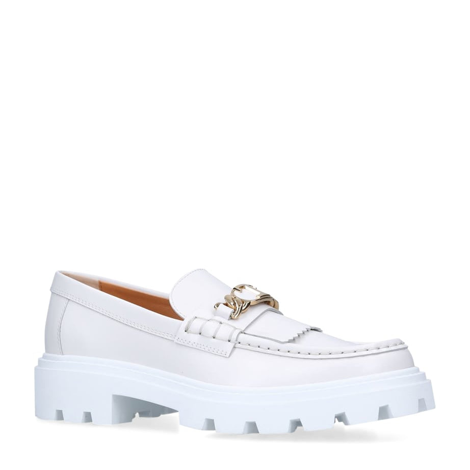 Tod's White Leather Gomma Frangia Loafers