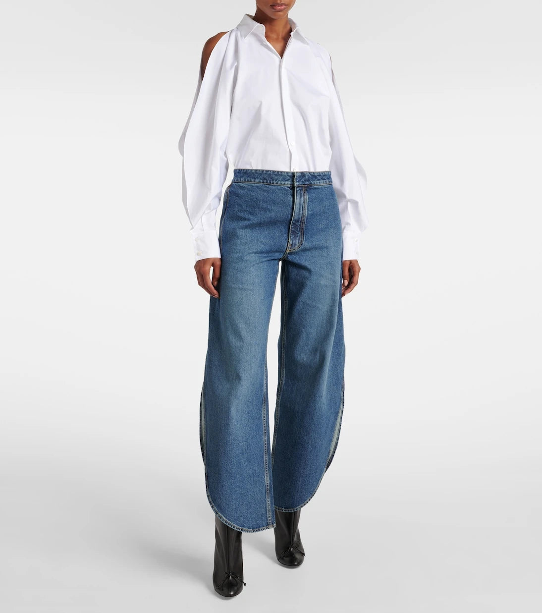Alaïa - Petal high-rise barrel-leg jeans
