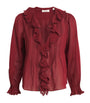 Organic Cotton Ruffled Hardy Blouse DEEP CRIMSON