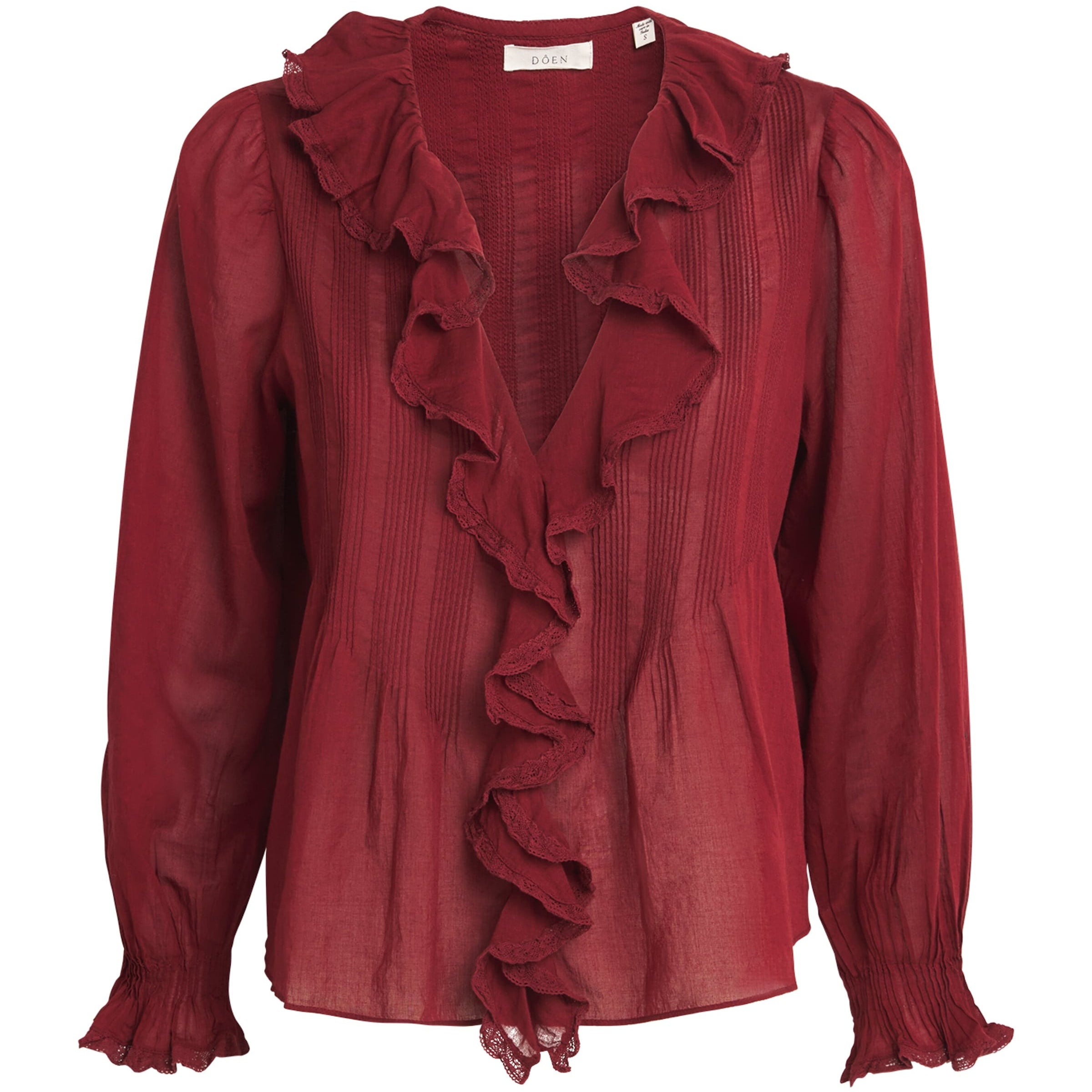 Organic Cotton Ruffled Hardy Blouse DEEP CRIMSON