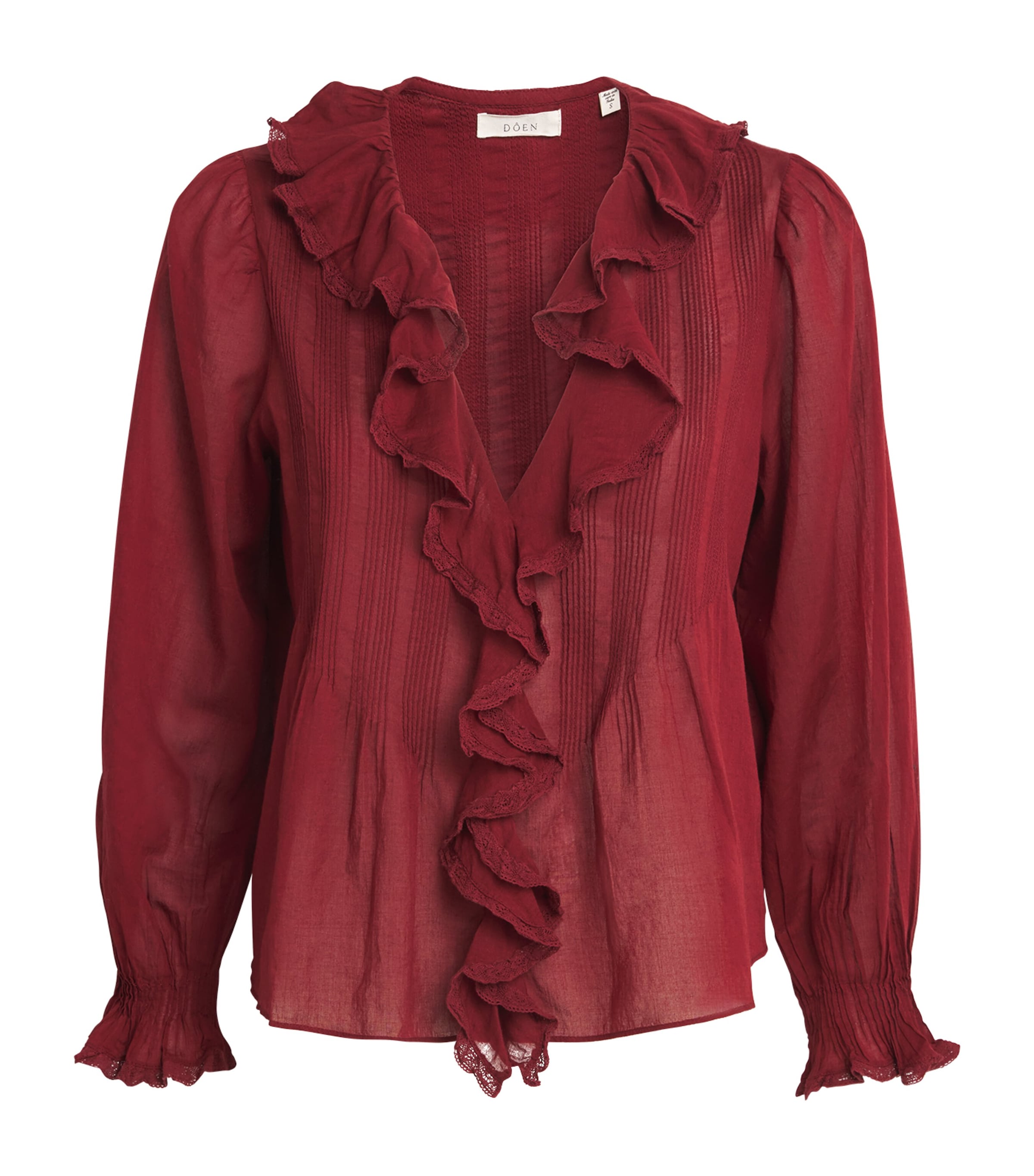 Organic Cotton Ruffled Hardy Blouse DEEP CRIMSON