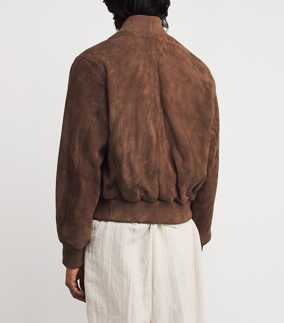 Brown Suede Ami de Coeur Bomber Jacket