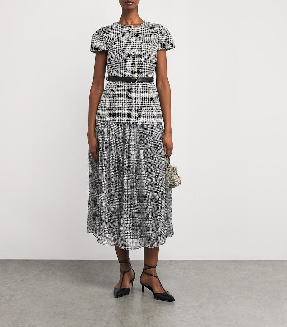 Self-Portrait Multi Houndstooth Tailored Midi Dress