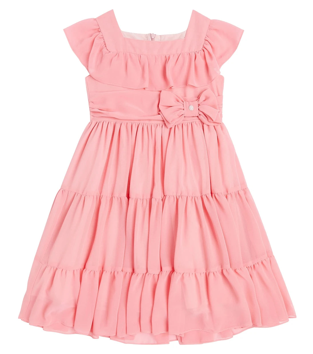 Patachou - Bow-detail tiered chiffon dress