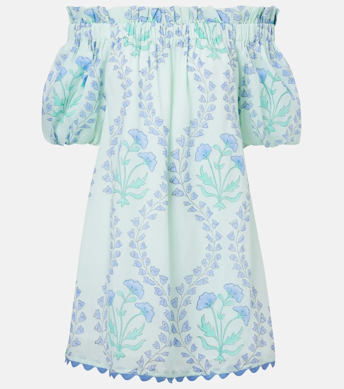 Juliet Dunn - Printed off-shoulder cotton minidress