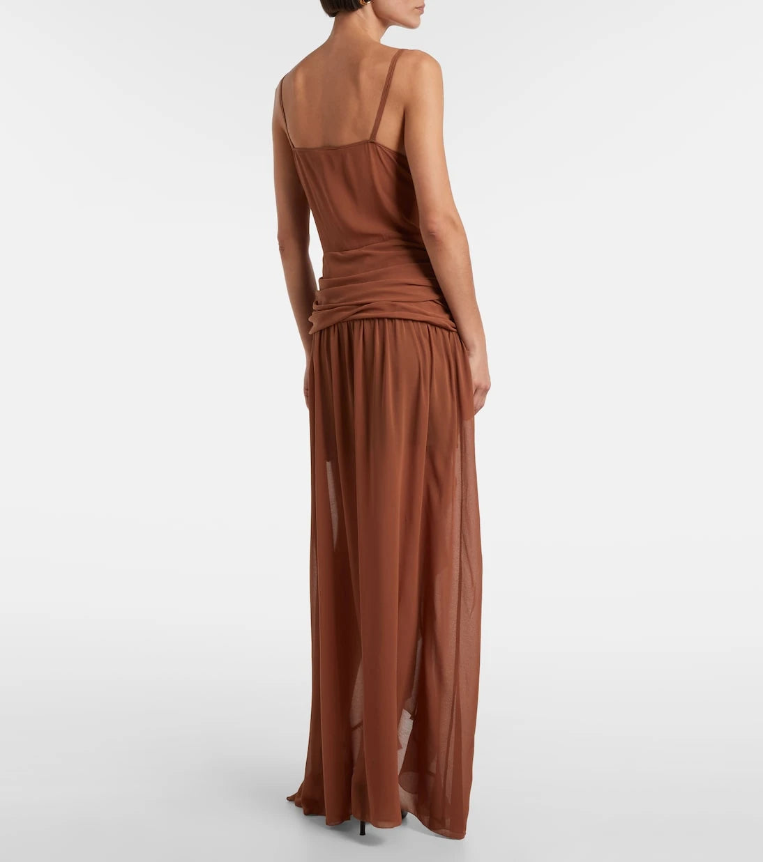 Jacques Wei - Draped ruffled maxi dress