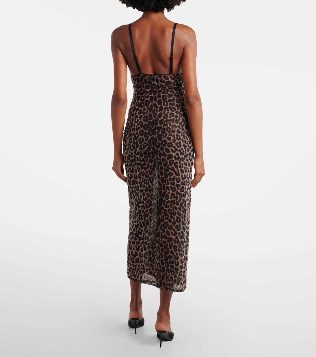Saint Laurent - Leopard-print tulle slip dress