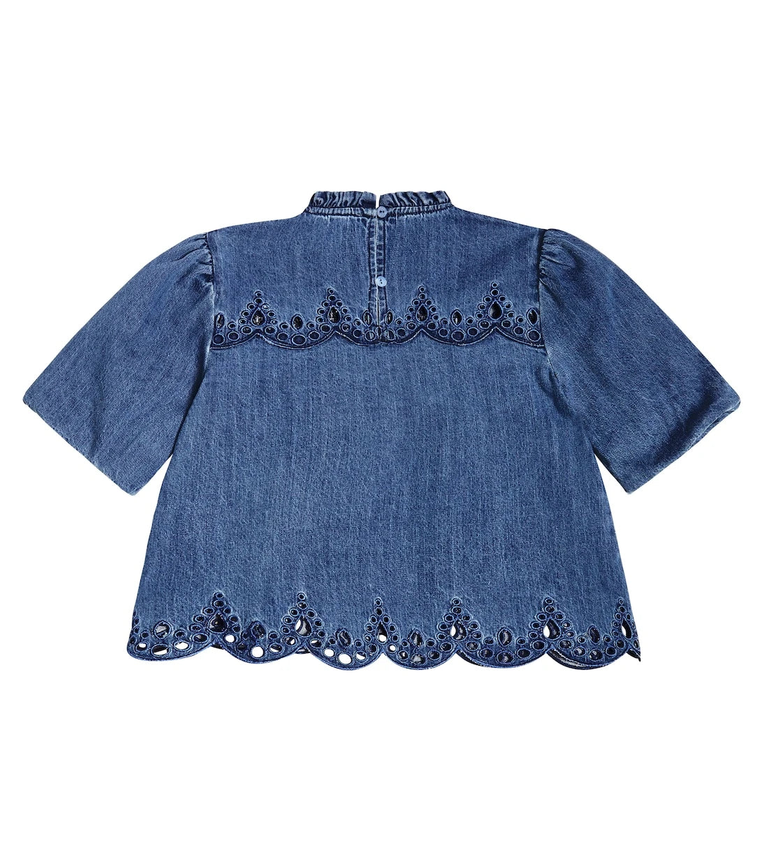 Petite Amalie - Smocked cotton chambray shirt