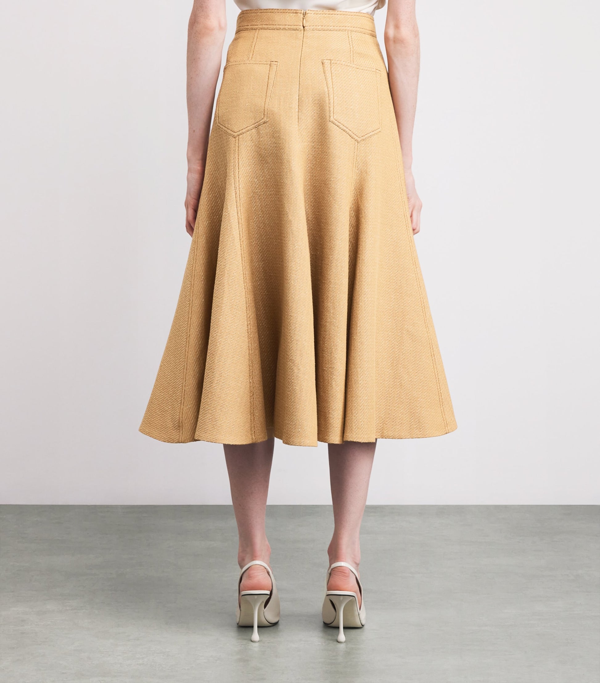 Emilia Wickstead Brown Pleated Blisse Midi Skirt