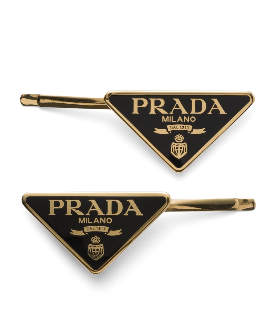 Prada Black Metal Hair Clip (Set of 2)