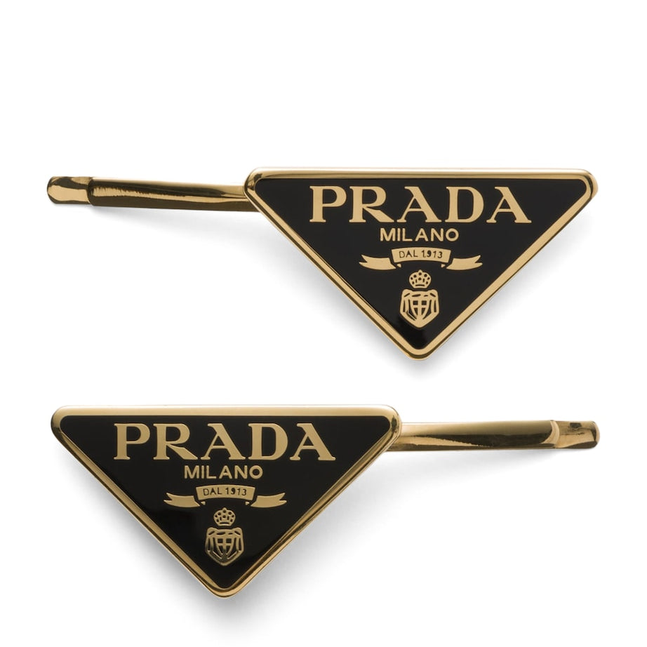 Prada Black Metal Hair Clip (Set of 2)