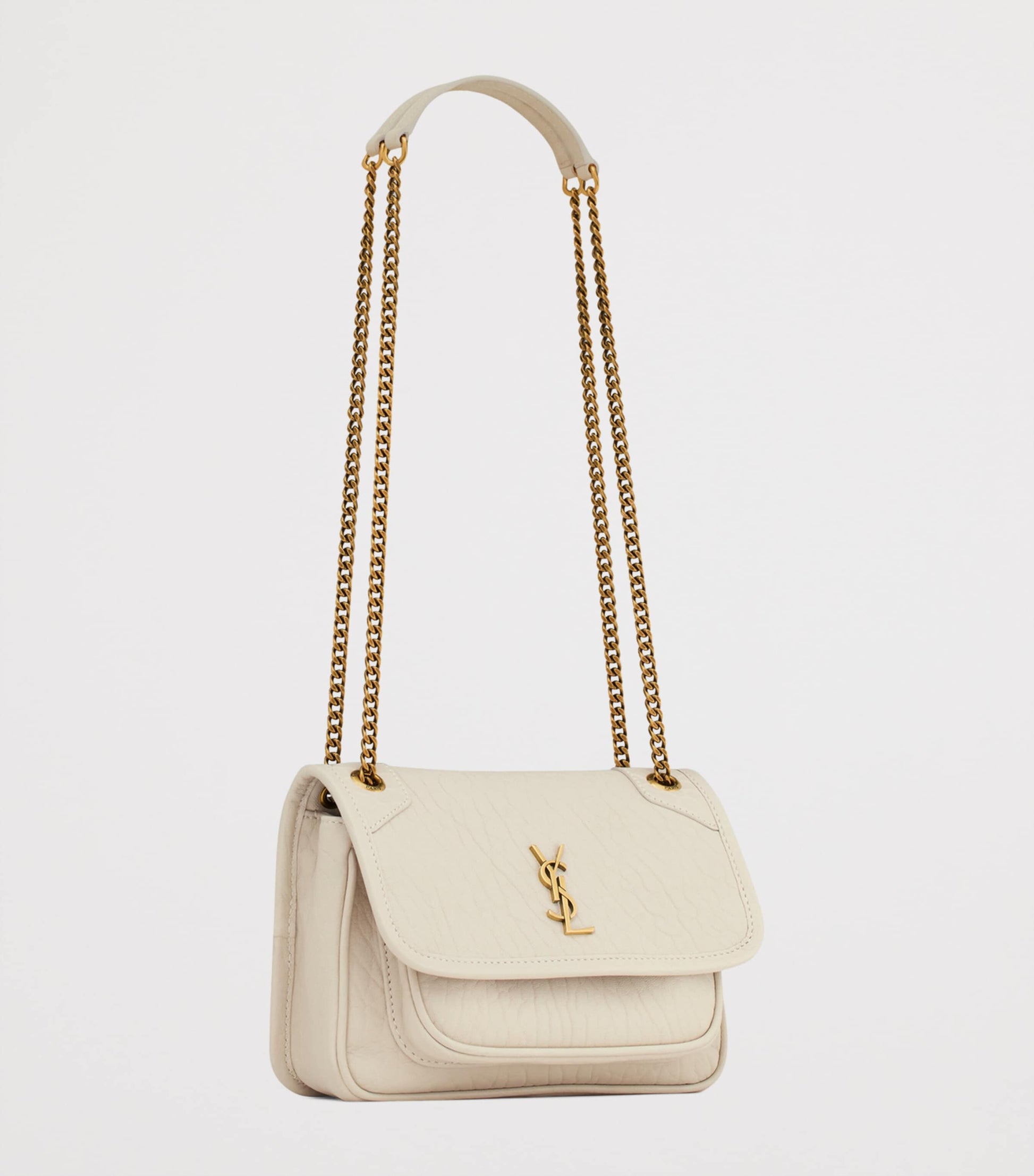 Saint Laurent White Mini Leather Niki Shoulder Bag