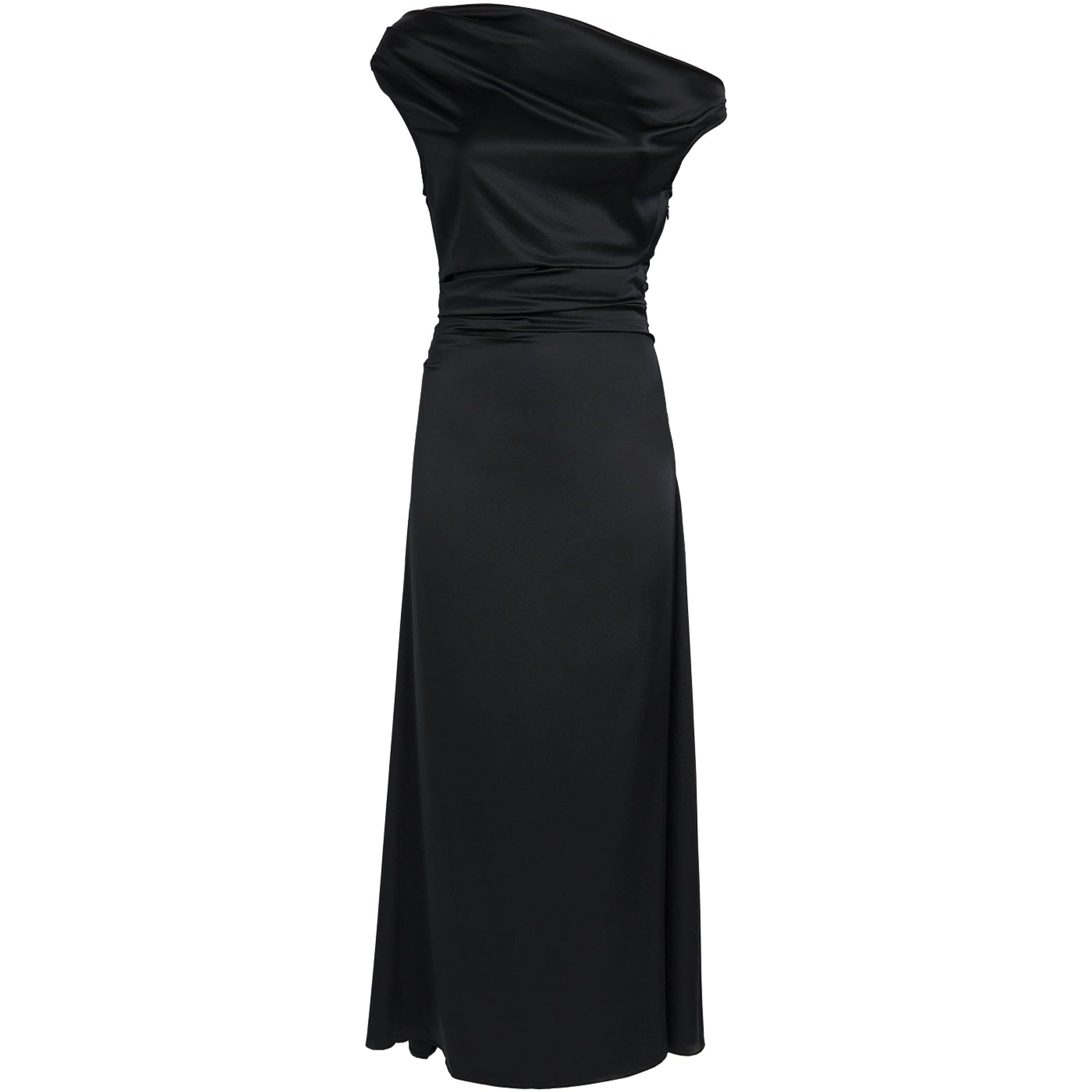 STAUD Black Stretch-Silk Phare Midi Dress