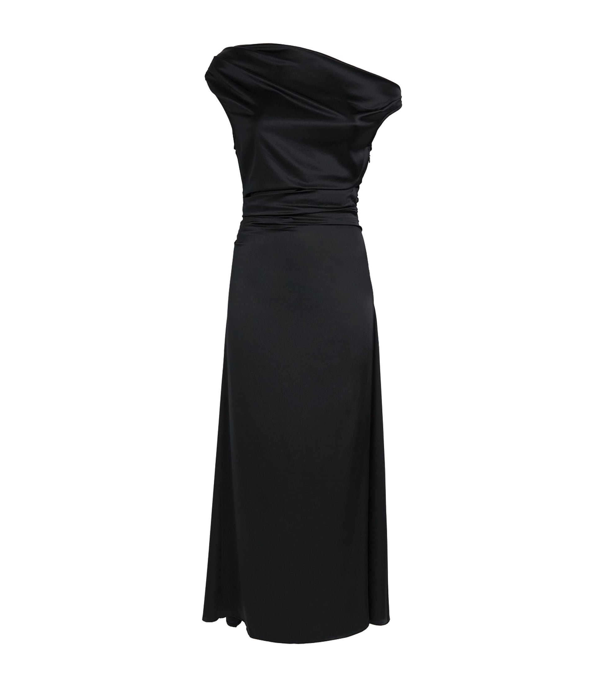 STAUD Black Stretch-Silk Phare Midi Dress