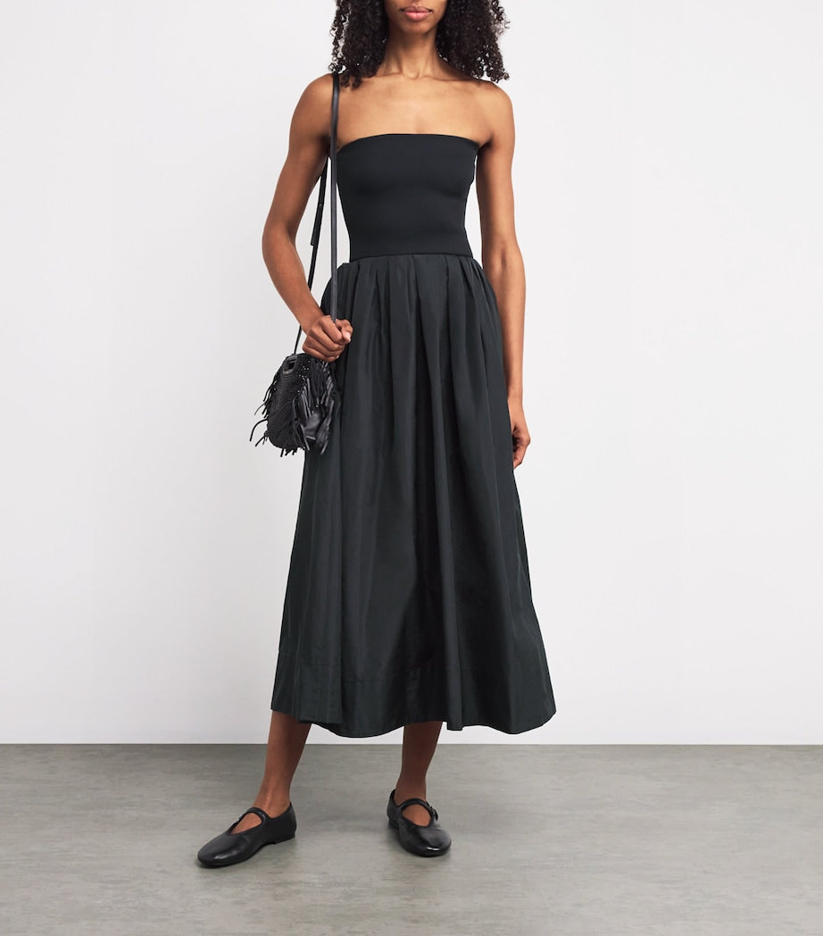 Maje Black Strapless Midi Dress