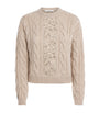 Max Mara Beige Wool-Cashmere Cable-Knit Lace Sweater