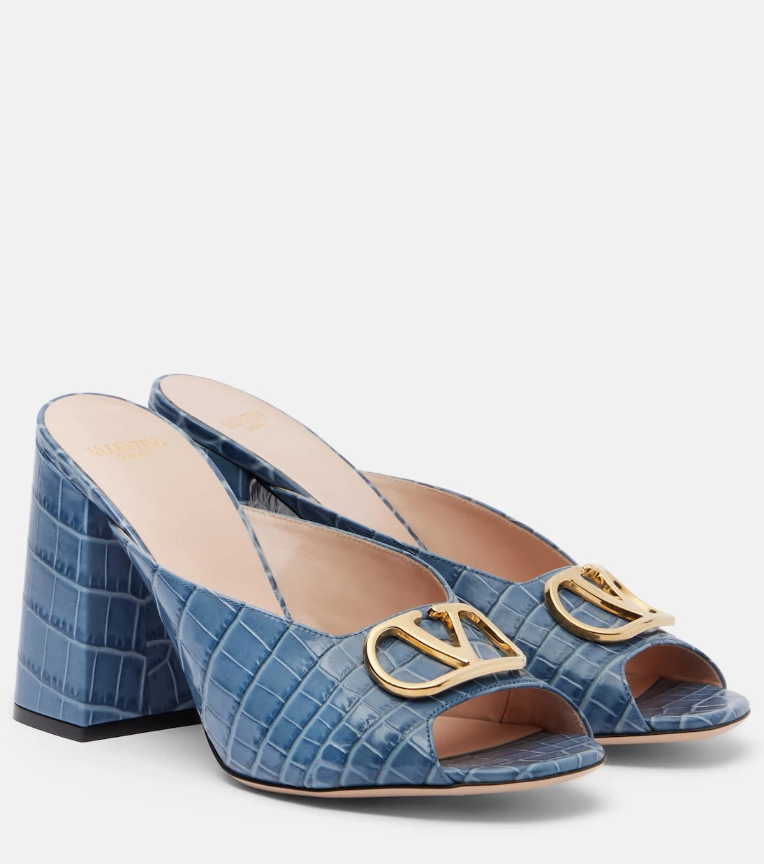 Valentino Garavani - VLogo croc-effect leather mules
