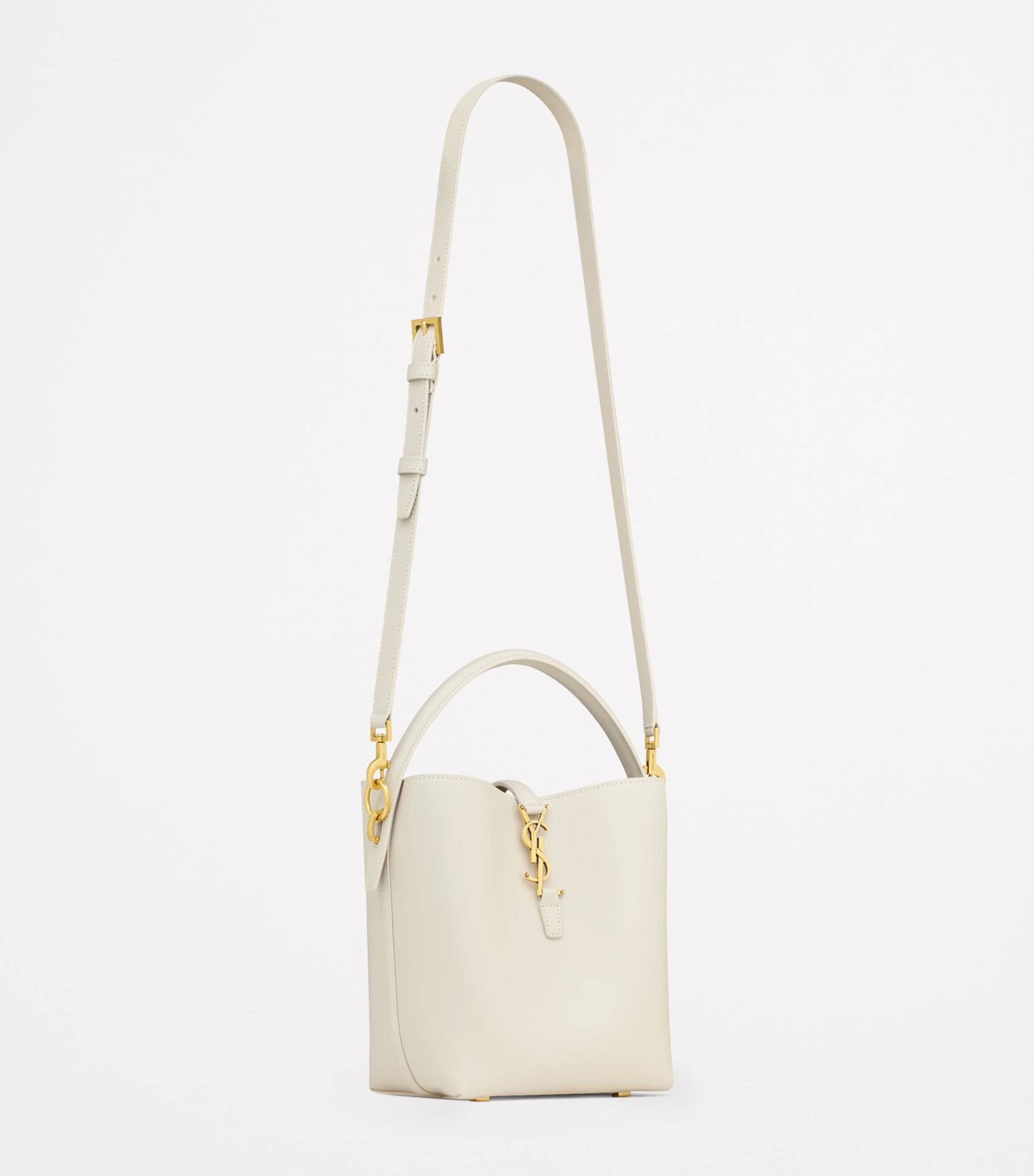 Saint Laurent White Small Calfskin Le 37 Bucket Bag
