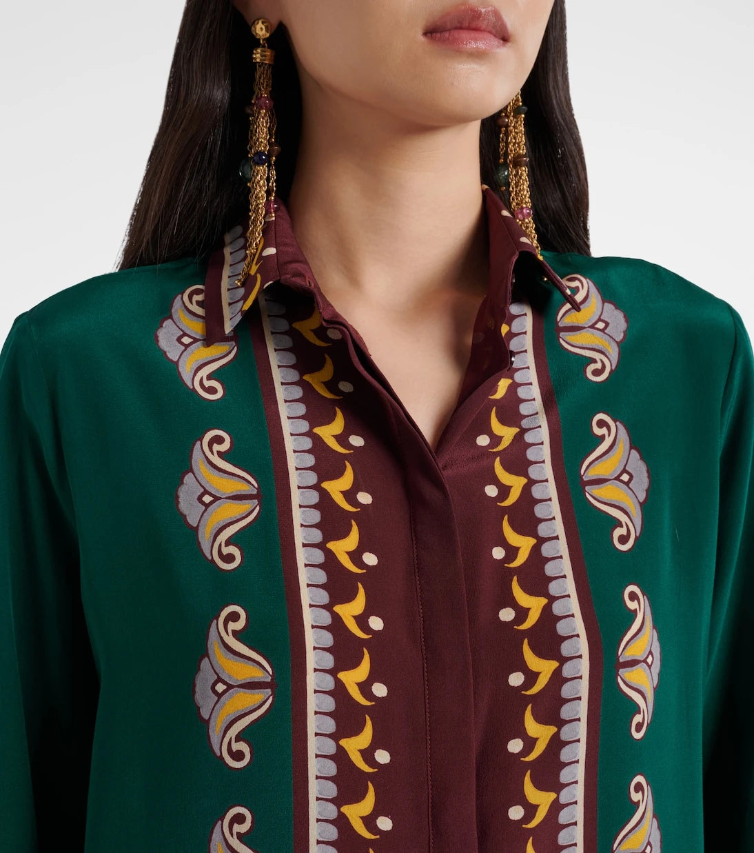 Etro - Printed oversized silk shirt