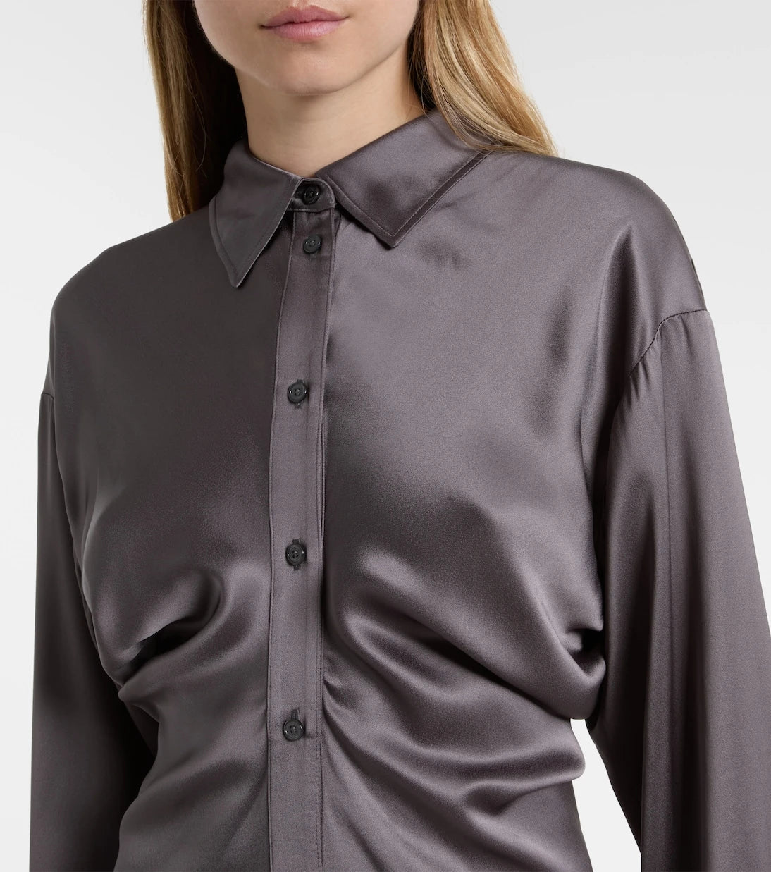 Toteme - Draped satin shirt dress