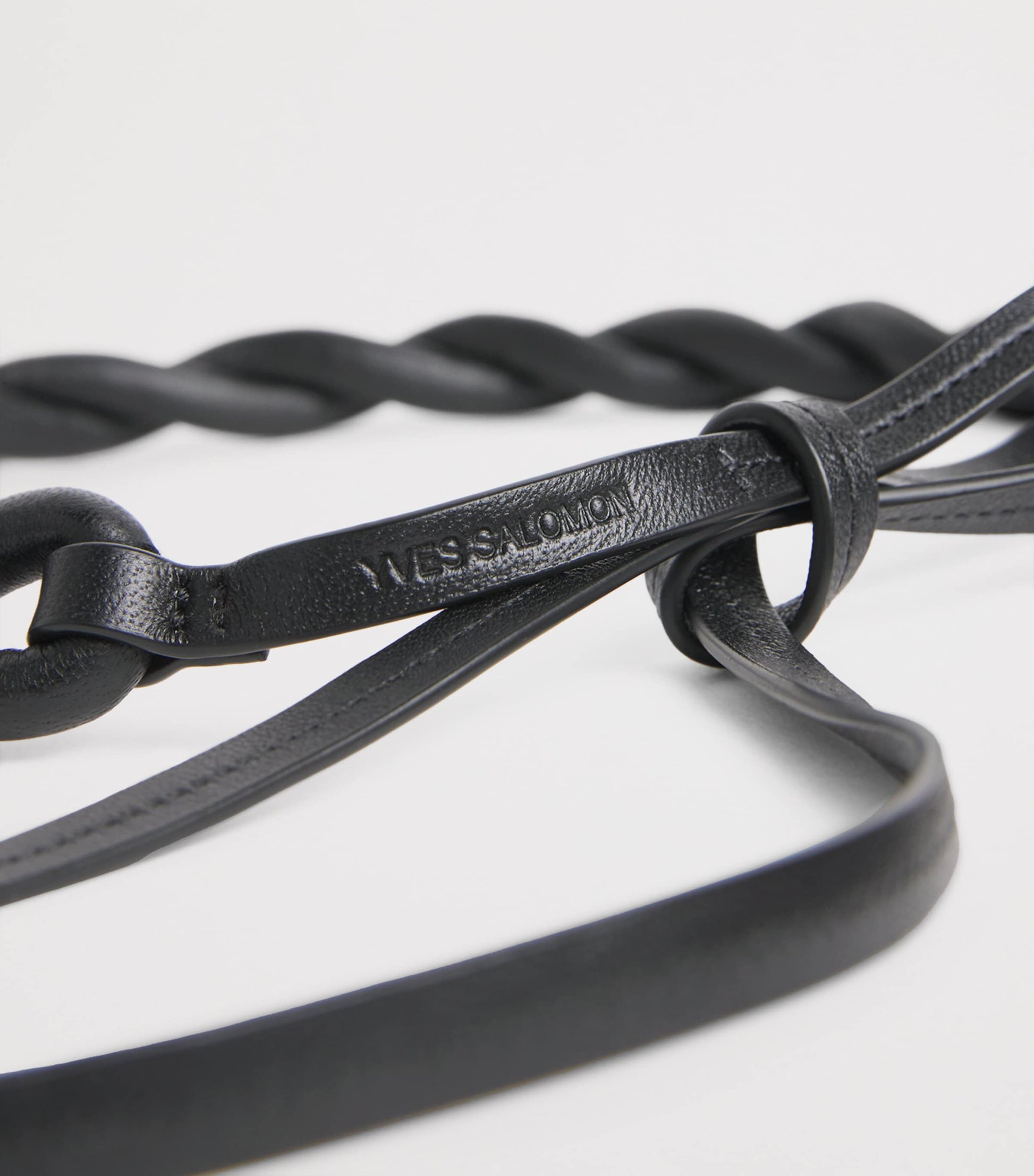 Yves Salomon Black Leather Braided Belt