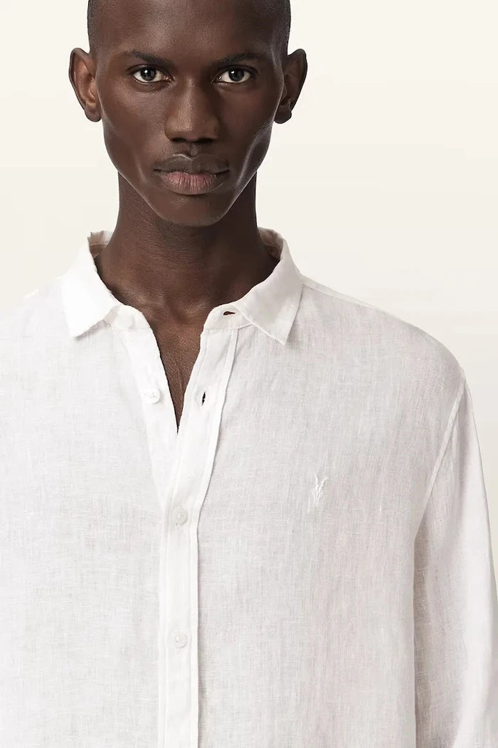 AllSaints риза мъжка от лен LOOM