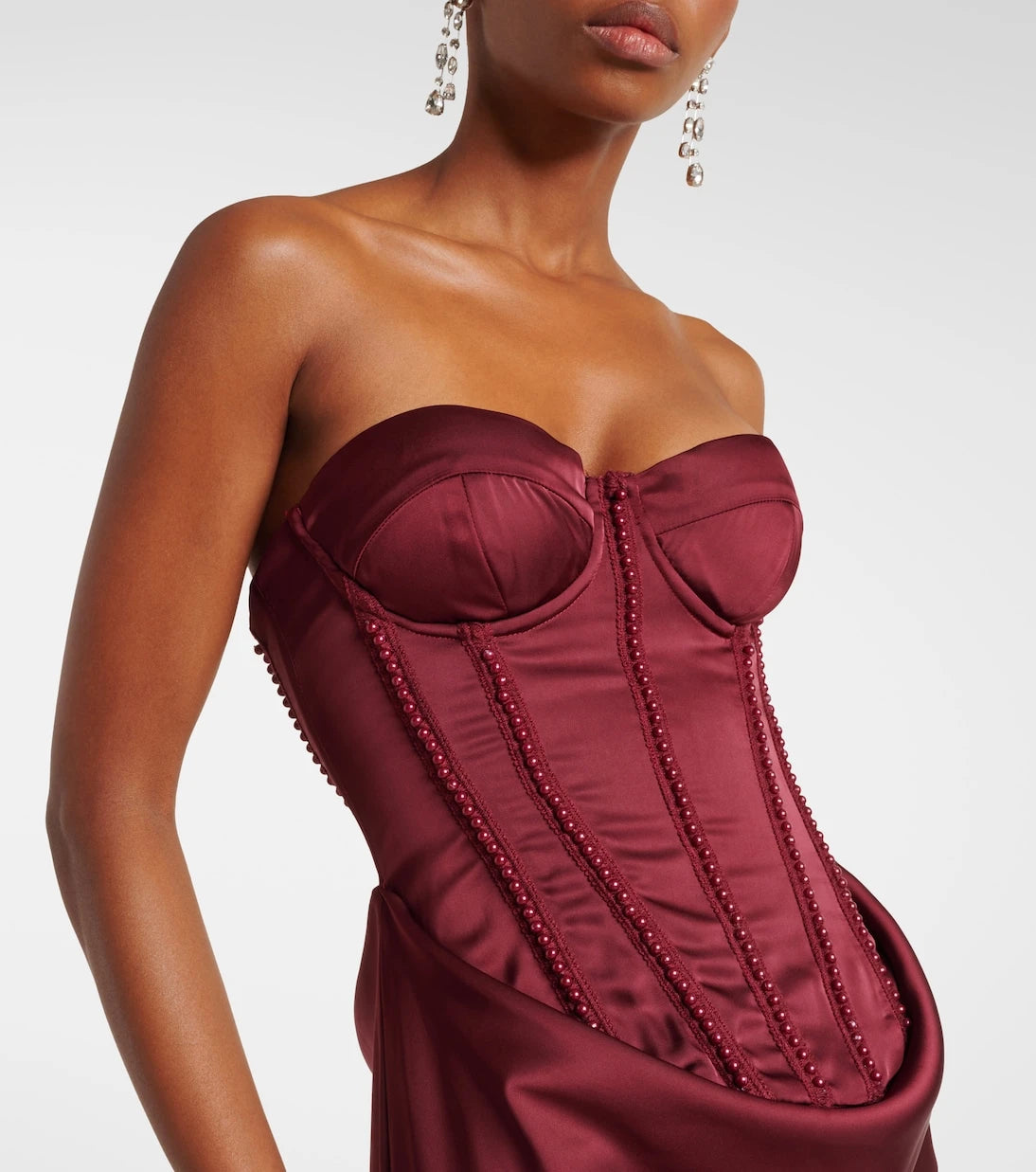 Rotate - Embellished draped satin corset gown